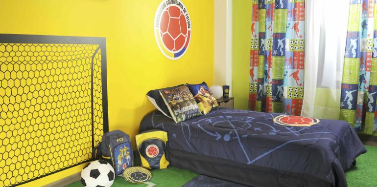 Una habitación al estilo de la Selección Colombia