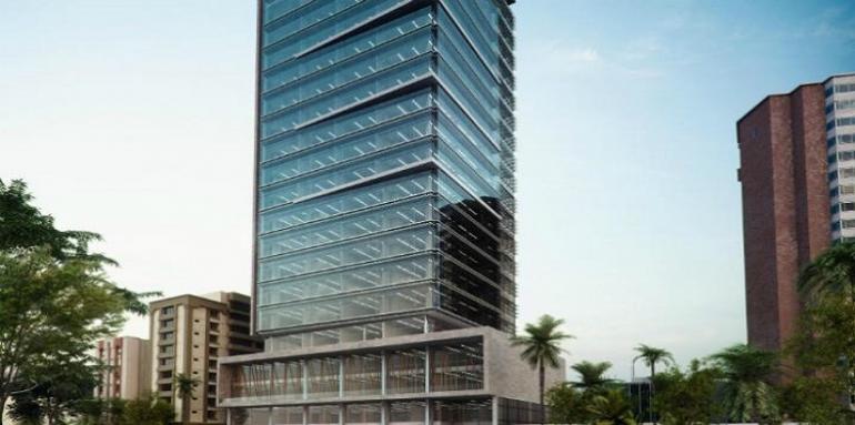 El edificio tendrá 21 pisos, 50 metros de altura, todos revestidos de vidrio.