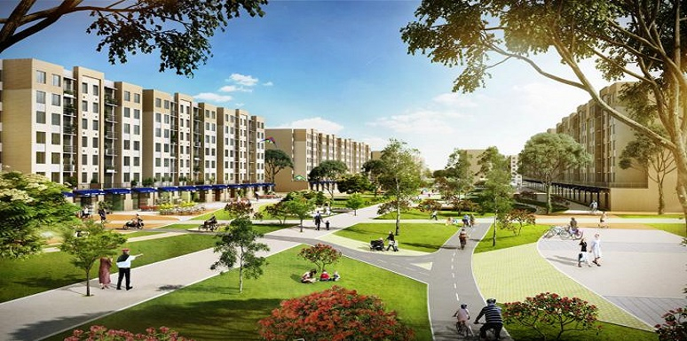 Render proyecto apartamentos zonas verdes