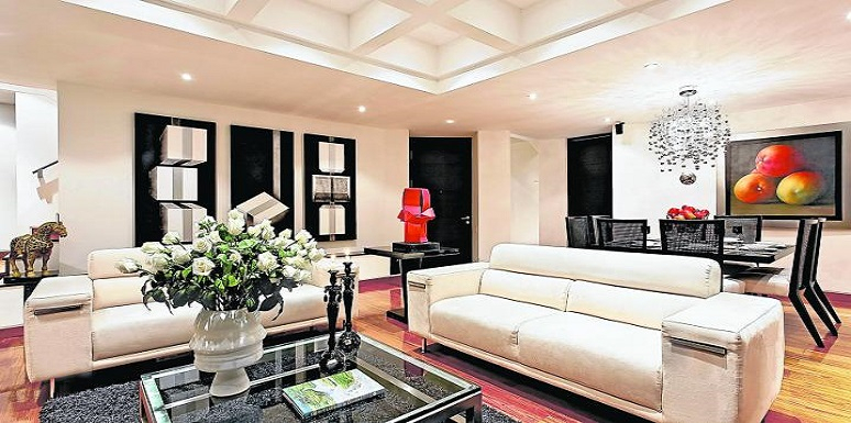 Sala muebles y paredes blancas decoración colores